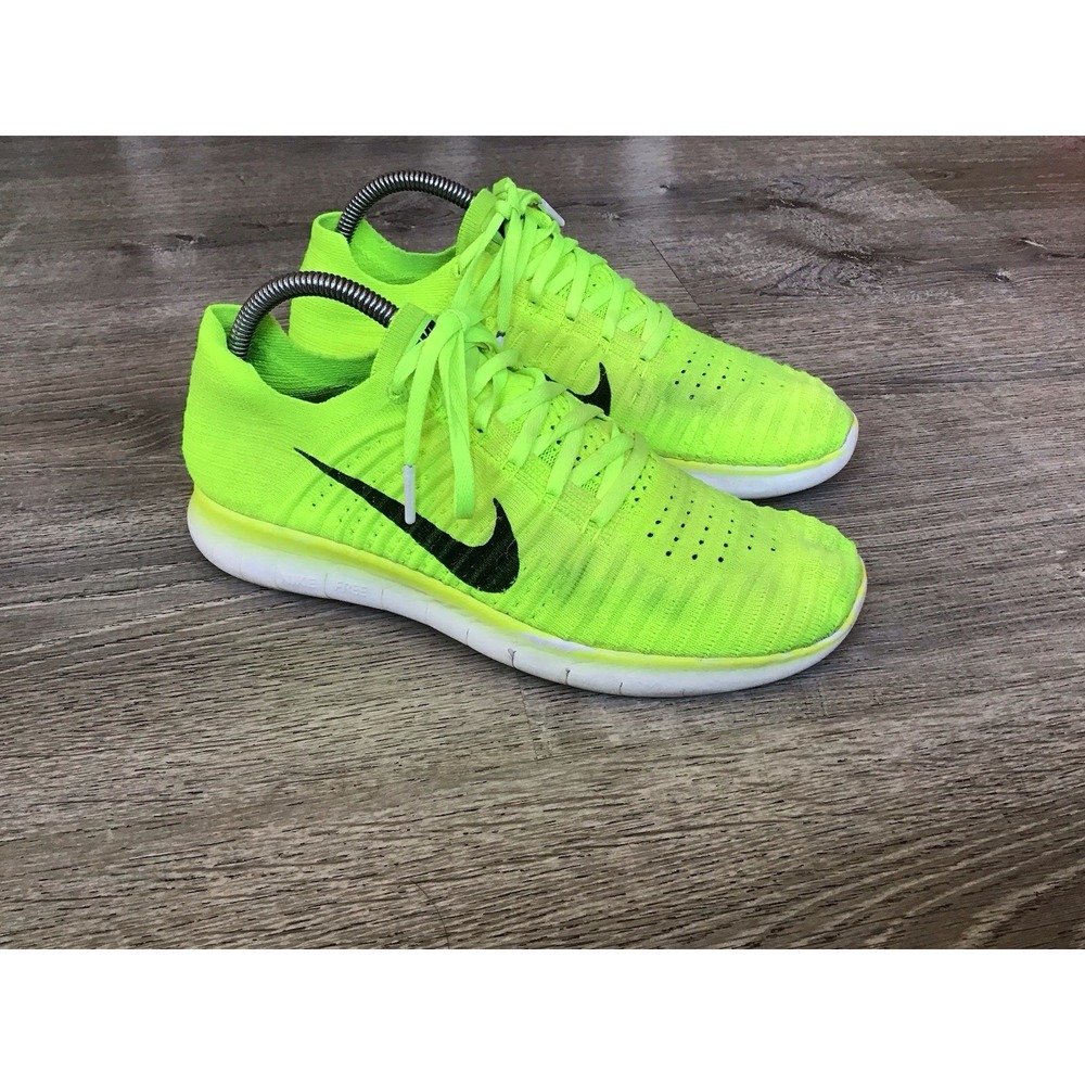 Nike Free RN Flyknit Sneakers Women's Size 9.5 Yellow Volt Shoes 842546-700